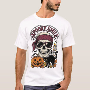 Halloween Skelet Kat Vintage Pompoen Grafisch_1 T-shirt