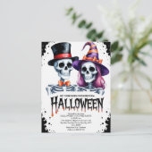 Halloween Skelet Koppel Feestdagenkaart (Staand voorkant)