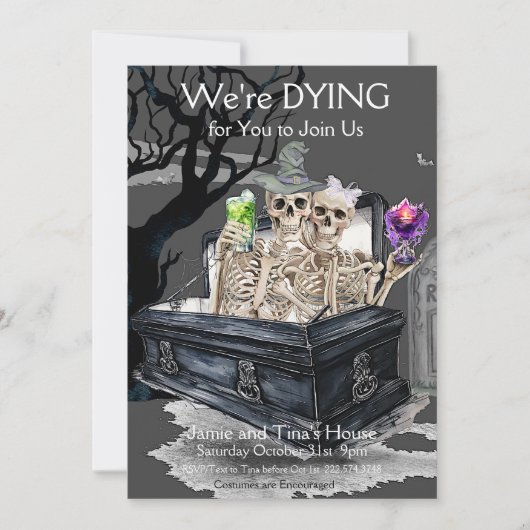 Halloween skelet koppel kostuum partij kaart (Voorkant)