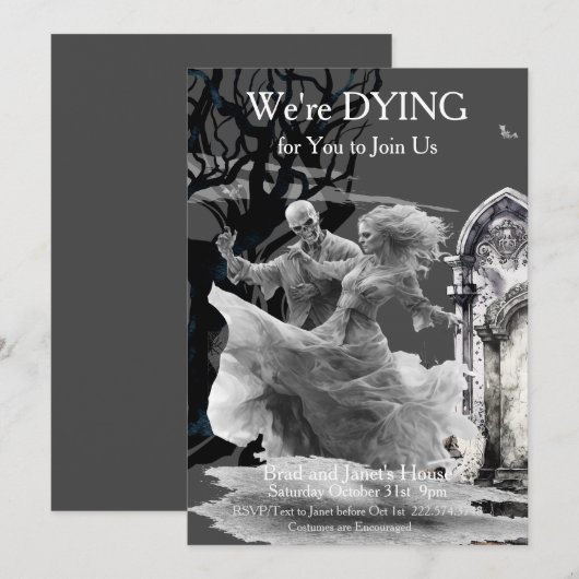 Halloween skelet koppel kostuum partij kaart (Voorkant / Achterkant)