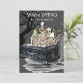 Halloween skelet koppel kostuum partij kaart (Staand voorkant)