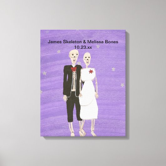Halloween Skelet Koppel Trouwfeest Ingepakt Canvas Afdruk (Voorkant)