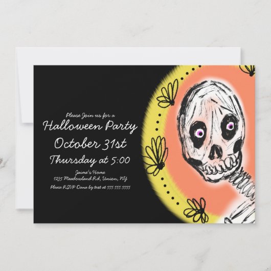 Halloween Skelet Kunstfeest Kaart (Voorkant)