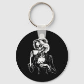 Halloween Skelet Lazy Skull Drink Koffiekosten Sleutelhanger (Voorkant)
