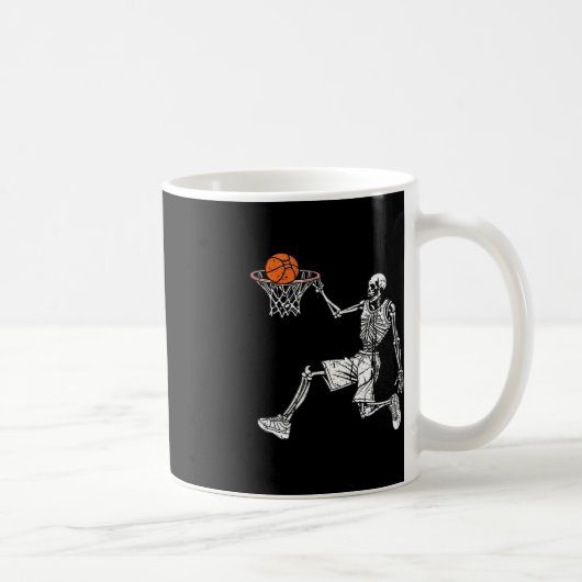 Halloween skelet Leuke basketbalspeler Slam Koffiemok (Rechts)