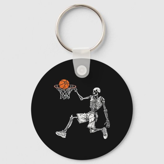 Halloween skelet Leuke basketbalspeler Slam Sleutelhanger (Voorkant)