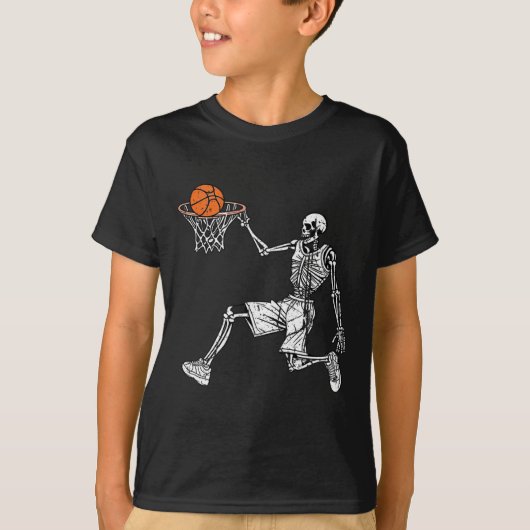 Halloween skelet Leuke basketbalspeler Slam T-shirt (Voorkant)