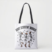 Halloween skelet lijn dansen T-shirt Tote Bag (Voorkant)