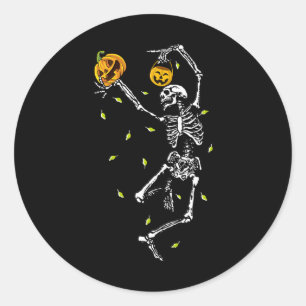 Halloween Skelet Mannen Vrouwen Dans Skelet Pumpk Ronde Sticker