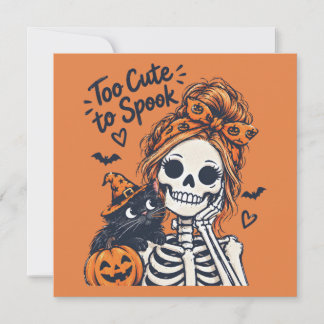 Halloween Skelet Meisje Te Schattig Om Te Bang Te  Feestdagenkaart