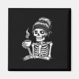 Halloween Skelet Messy Bun Koffie Grappig Kostuum Magneet