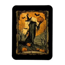 Halloween-skelet met boze pompoen tarotkaart magneet