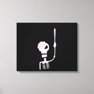 Halloween skelet met een zwaard canvas afdruk