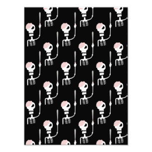 Halloween skelet met een zwaard foto afdruk