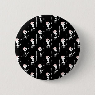 Halloween skelet met een zwaard ronde button 5,7 cm
