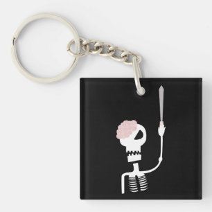 Halloween skelet met een zwaard sleutelhanger