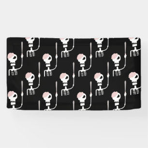Halloween skelet met een zwaard spandoek