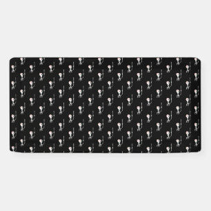 Halloween skelet met een zwaard spandoek