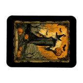 Halloween Skelet met Evil Pumpkin Tarot Kaart Magneet (Horizontaal)
