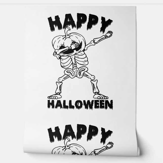 Halloween Skelet met Pompoen - Happy Halloween Behang (Afrollen)
