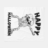Halloween Skelet met Pompoen - Happy Halloween Fleece Deken (Voorkant (Horizontaal))