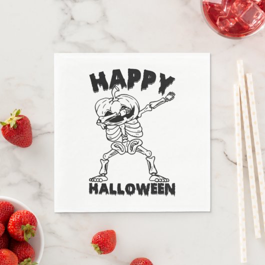 Halloween Skelet met Pompoen - Happy Halloween Servet (Insitu)