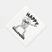 Halloween Skelet met Pompoen - Happy Halloween Servet (Hoek)