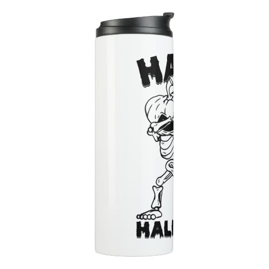 Halloween Skelet met Pompoen - Happy Halloween Thermosbeker (Gedraaid links)