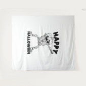 Halloween Skelet met Pompoen - Happy Halloween Wandkleed (Voorkant (horizontaal))