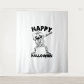 Halloween Skelet met Pompoen - Happy Halloween Wandkleed (Voorkant)