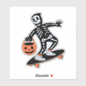 Halloween skelet met skateboard sticker (Vel)