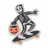 Halloween skelet met skateboard sticker (Voorkant)