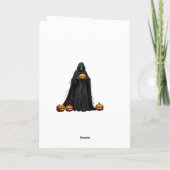 Halloween-skelet met zwarte kapmantel uitsnijden feestdagen kaart (Achterkant)