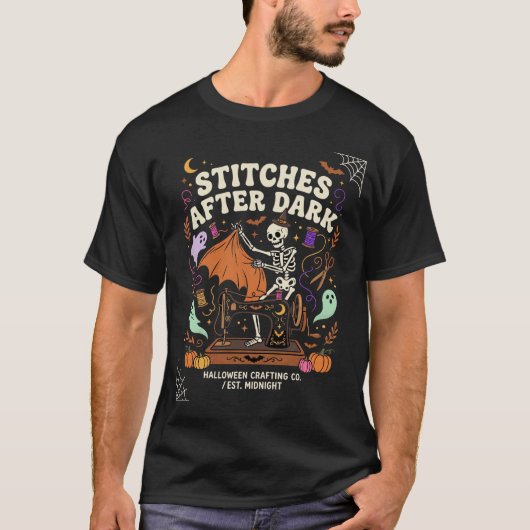 Halloween Skelet Naaiavond T-shirt (Voorkant)