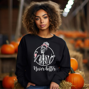 Halloween skelet nooit beter koffie drink trui