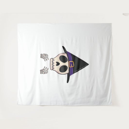 Halloween Skelet ontwerp, Spooky Halloween Wandkleed (Voorkant (horizontaal))