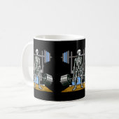 Halloween Skelet Overheidsagentschapdlift Grappig Koffiemok (Voorkant links)