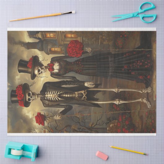 Halloween Skelet Paar Decoupage Tissuepapier (Craft)