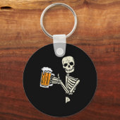Halloween Skelet Papa Grappig Lazy Skull Kostuum P Sleutelhanger (Voorkant)