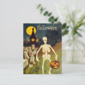 Halloween skelet pompoen briefkaart (Staand voorkant)