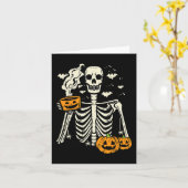 Halloween Skelet Pompoen Herfst Koffiekostuum Kaart (Gele Bloem)