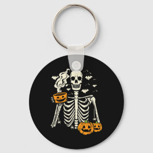Halloween Skelet Pompoen Herfst Koffiekostuum Sleutelhanger