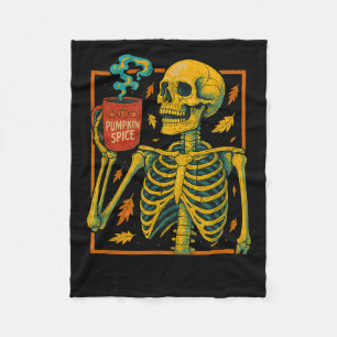 Halloween Skelet Pompoen Sce Latte Syrup Fleece Deken