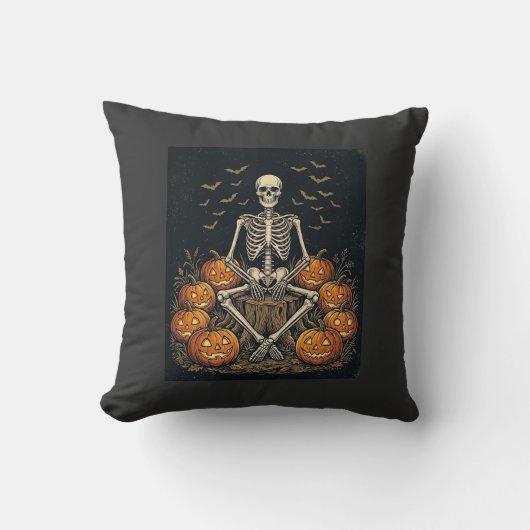 Halloween Skelet Pompoen Vintage Retro Design_1 Kussen (Voorkant)