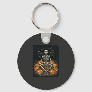 Halloween Skelet Pompoen Vintage Retro Design_1 Sleutelhanger