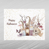 Halloween Skelet Potions Paddenstoelen Floral Feestdagenkaart