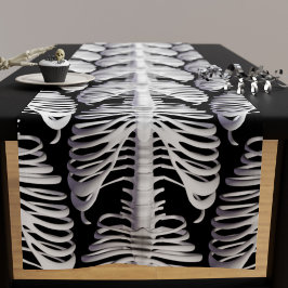 Halloween Skelet Rib Cage Patroon Spooky Zwart Korte Tafelloper