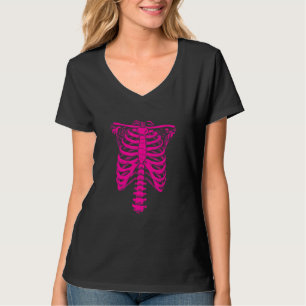Halloween Skelet Rib Cage Roze T-shirt