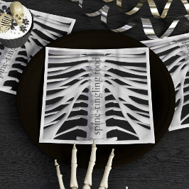 Halloween Skelet Rib Cage Spine-tintelend Zwart Servetten