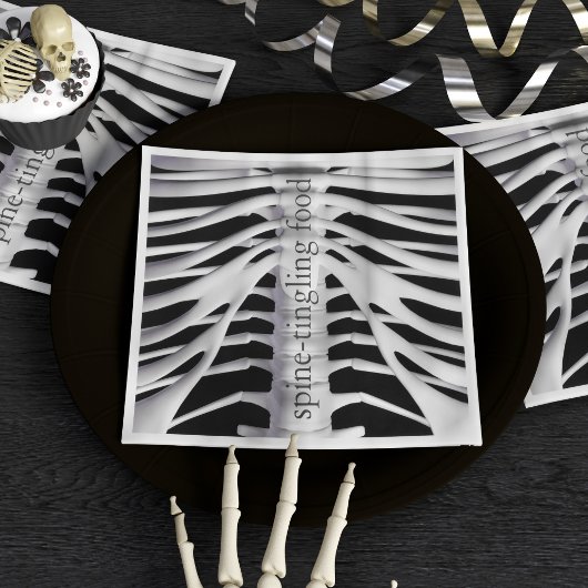 Halloween Skelet Rib Cage Spine-tintelend Zwart Servetten